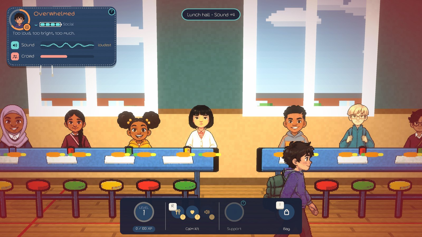 The busy school lunch hall